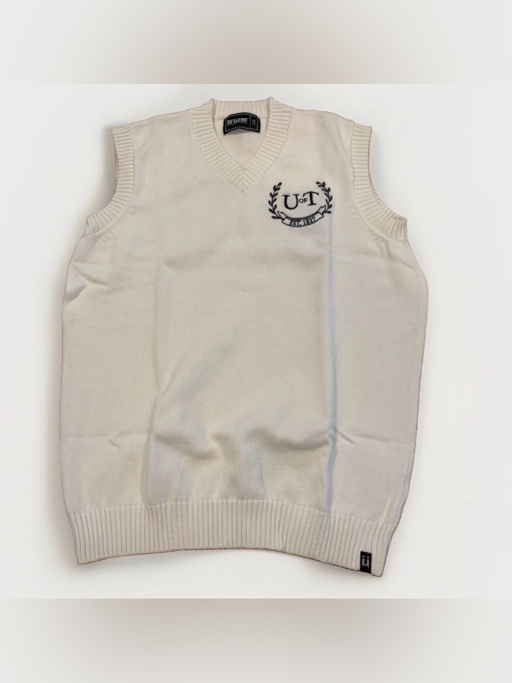 University of Toronto Knit Vest Size Large White Collegiate Cotton UofT Academic